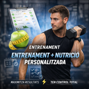 Persona fent curl de biceps, que dur a terme l'entrenament personalitzat i l'alimentació personalitzada